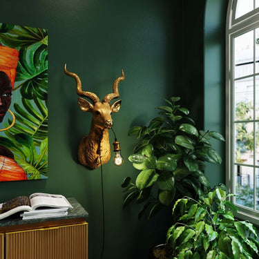 Gold Goat Wall Lamp 45x74cm