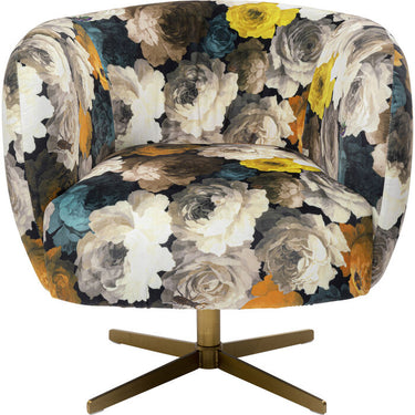 Swivel Peony Flower Yellow Armchair