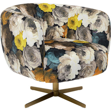Swivel Peony Flower Yellow Armchair