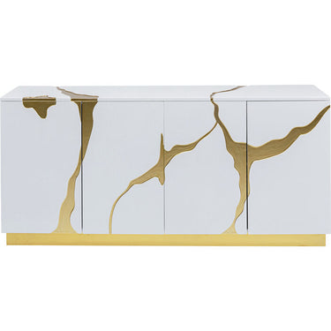 Cracked White & Gold Sideboard