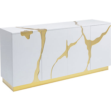 Cracked White & Gold Sideboard