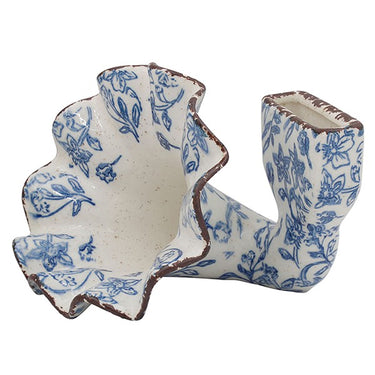 Gramophone Phone Speaker Floral Blue
