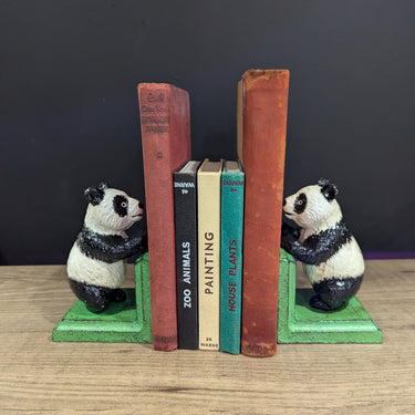 Cast Iron Pair Of Panda Bookends