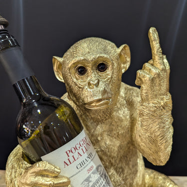 Naughty Gold Monkey Wine Bottle Holder