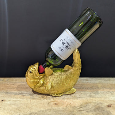 Gold Drink Like A Fish Wine Bottle Holder