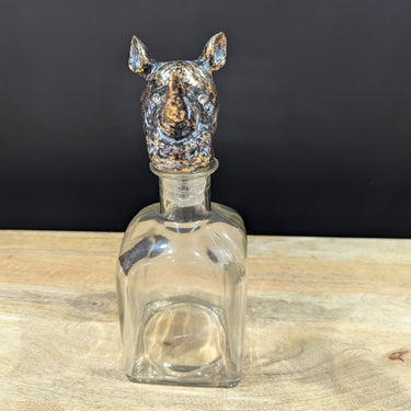 Rhino Head Stopper Glass Bottle