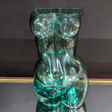 Large Teal Female Body Glass Vase