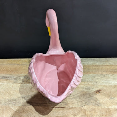 Pink Swan Ceramic Planter / Storage Bowl