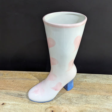 Large Hearts Heeled-Boot Ceramic Vase