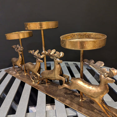 Gold Reindeer Candle Holder