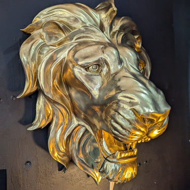 Large Gold Roaring Lion Wall Head