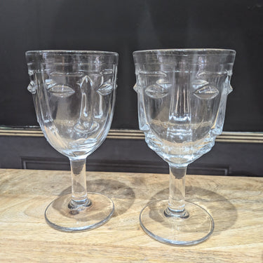 Clear Deco Face Wine Glasses