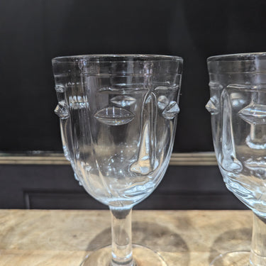 Clear Deco Face Wine Glasses