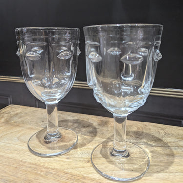 Clear Deco Face Wine Glasses
