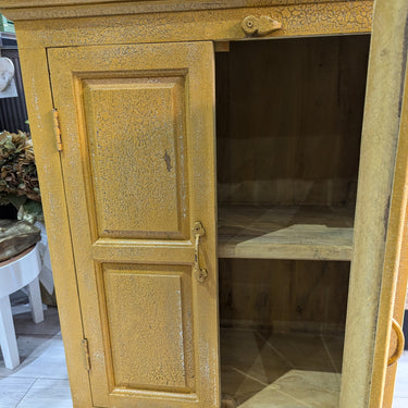 Hand Painted Yellow Crack Finish 2 Door Cabinet