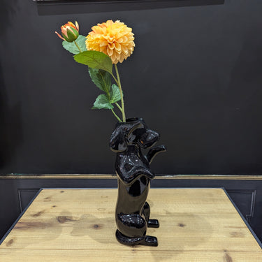 Black Sausage Dog Vase