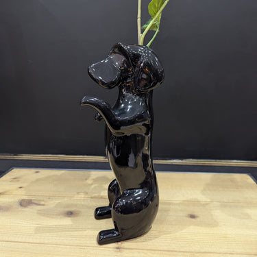 Black Sausage Dog Vase