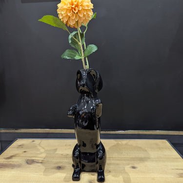 Black Sausage Dog Vase