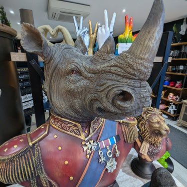 65cm Large Gentry Rhino Bust on Square Base