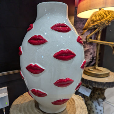 Large Multi Red Lips Vase