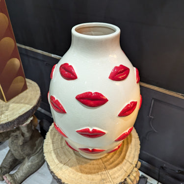 Large Multi Red Lips Vase