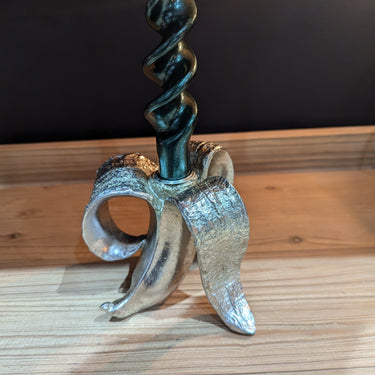 Peeled Silver Glam Banana Candle Holder