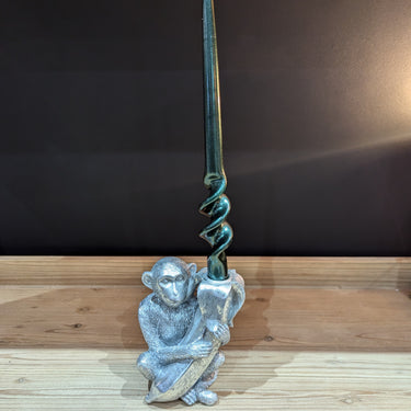 Silver Monkey With Banana Candle Holder