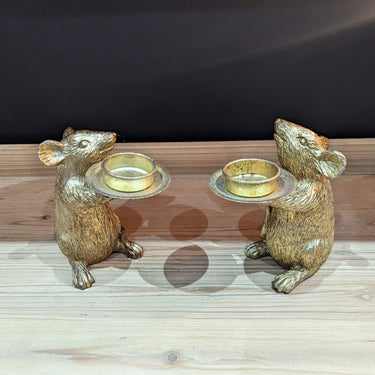 Pair of Gold Mouse Candle Holders