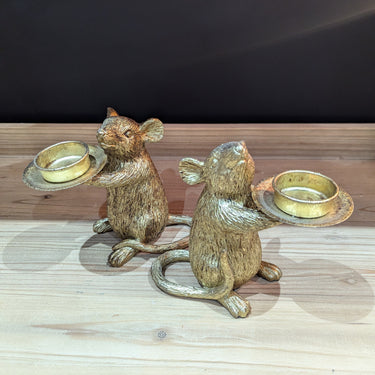 Pair of Gold Mouse Candle Holders
