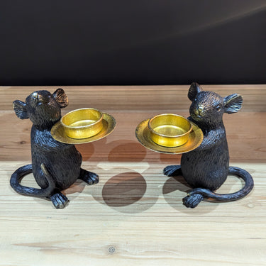 Pair of Black Mouse Candle Holders