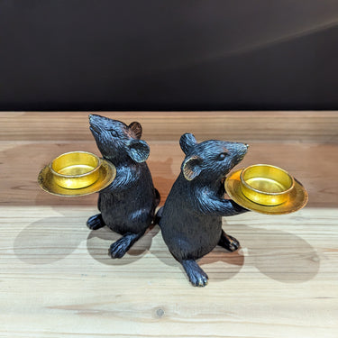 Pair of Black Mouse Candle Holders