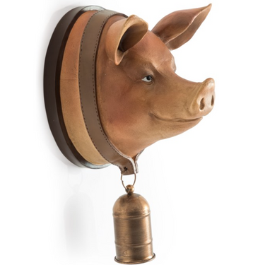 LARGE PIG WITH BELL WALL HEAD