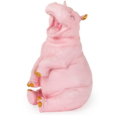 Pink with Gold Details Laughing Hippo Figure