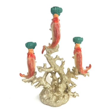 3 Fish on Coral Candle Holder