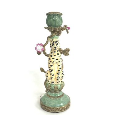 Ornate Leopard Candle Holder