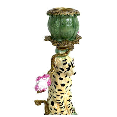 Ornate Leopard Candle Holder
