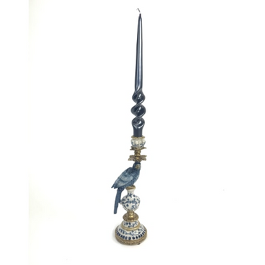 Ornate Blue/White Parrot Candle Holder
