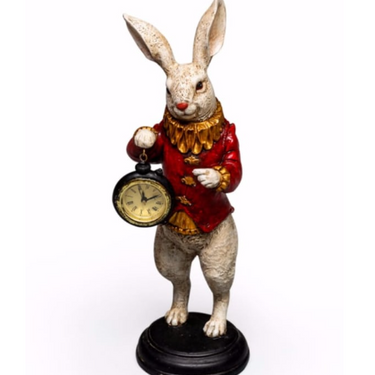 The Red Rabbit Standing Clock Figure