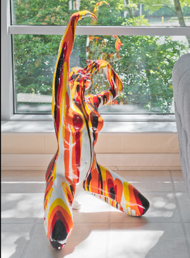 Amorous Large Red Yoga Lady Sculpture