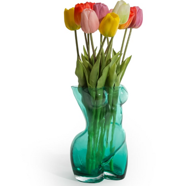 Large Teal Female Body Glass Vase