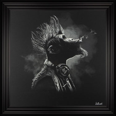 BLACK AND WHITE PUNK MONKEY FRAMED WALL ART image 1