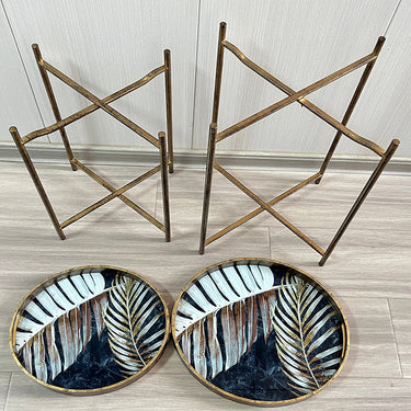 58/48CM SET 2 DARK OVAL ROUND TABLE