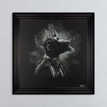 BLACK AND WHITE PUNK MONKEY FRAMED WALL ART image 0