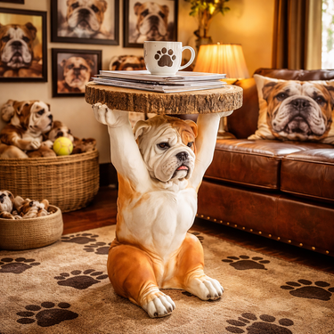 Bulldog Holding trunk Slice Side Table