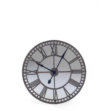 Large Antiqued Clock with Mirror Face