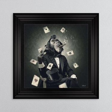 POKER MONKEY FRAMED WALL ART image 1