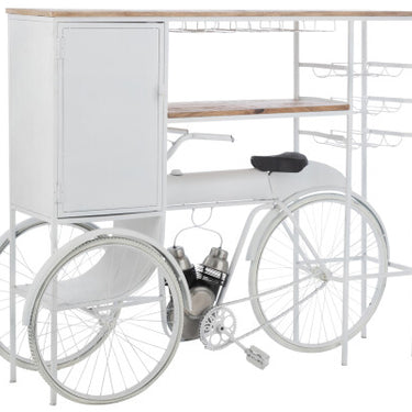 Bar Bicycle Metal/Mango Wood White/Natural