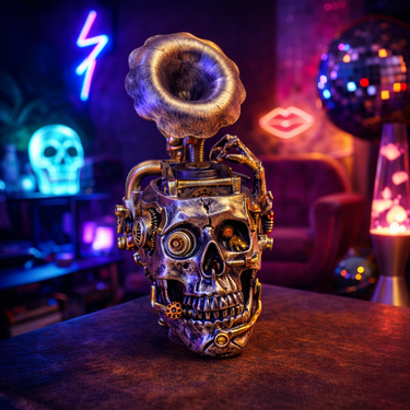 Steampunk Record Player Skull