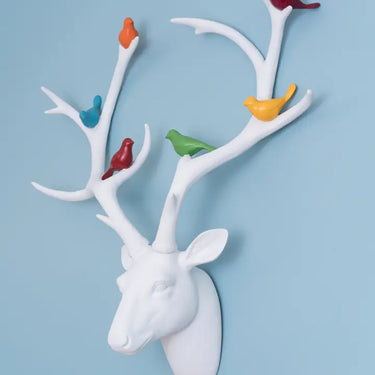 Deer Head with Coloured Birds