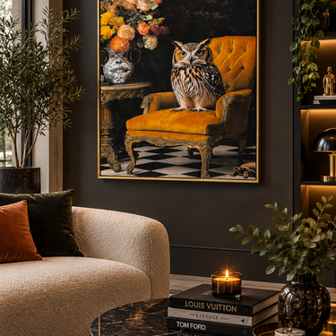 Stately Owl Velvet Canvas 
